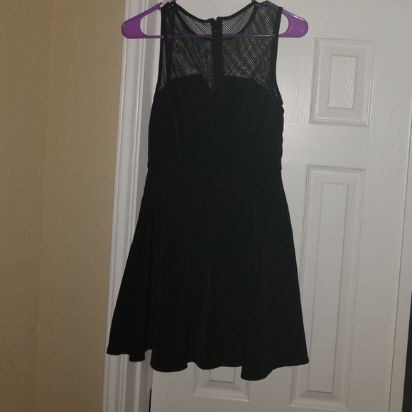 Black Mesh Fit & Flare Dress - Picture 3 of 6